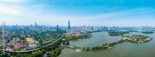 Aerial photo of Xuanwu Lake in Nanjing, China