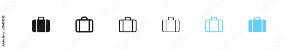 Suitcase icon. Briefcase sign. Baggage symbol. Business case icons. Black and blue color. Vector sign. Suitcase icon. Briefcase sign. Baggage symbol. Business case icons. Black and blue color. Vector sign.