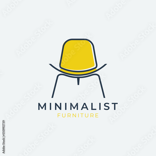 Minimalist furniture logo with chair for store.outline logo design,