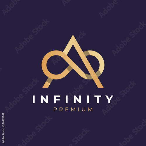 Letter a infinity line logo design vector