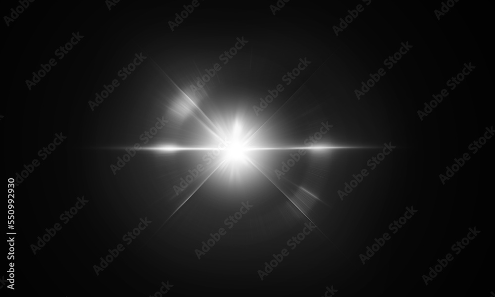 Light flare. Glowing light explodes. Light effect. ray. shining sun bright flash. Special lens flare light effect.	

