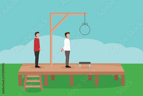 Man gets hanging as punishment. vector illustration