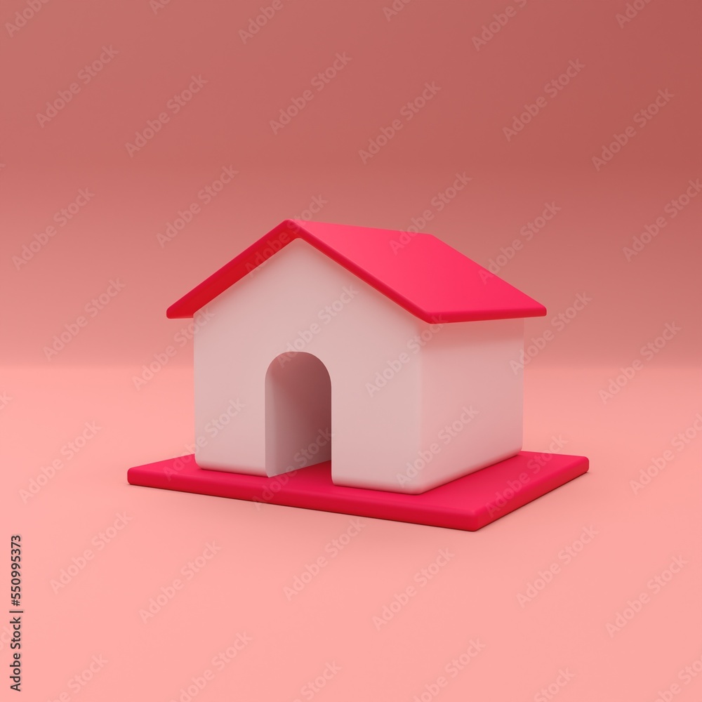 3d rendering of house illustration with red and white color scheme 3d rendering of house illustration with red and white color scheme