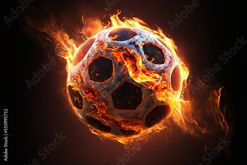 Soccer Ball on Fire, Football Passion, or a Powerful Shot straight into the Goal