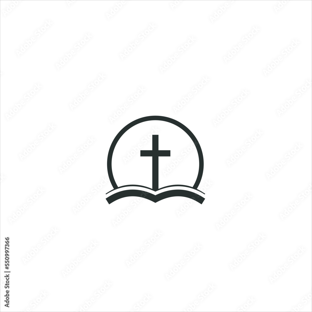 Fototapeta premium Church vector Logo design with Line art Drawing style