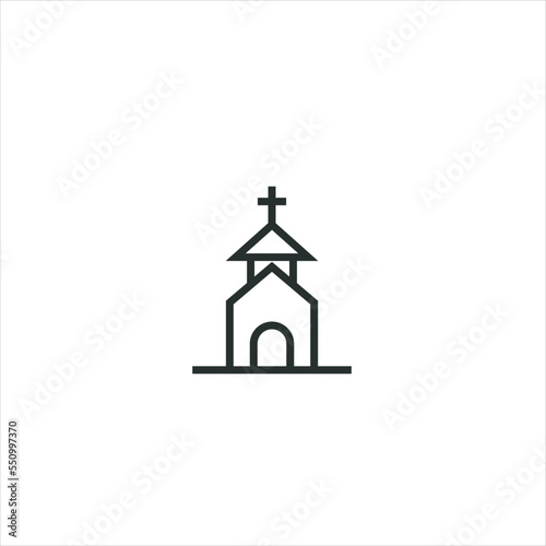 Church vector Logo design with Line art Drawing style