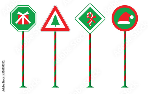 christmas design on traffic signs, Funny signs