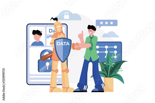 Securing personal data Illustration concept on white background