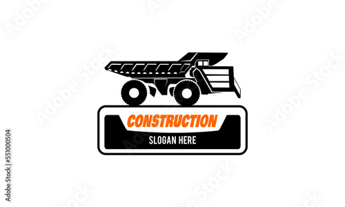 Dump truck company logo template. Ready made logo template set vector isolated