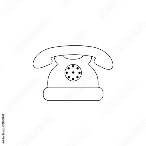 Telephone icon isolated on white background. Perfect for coloring book, textiles, icon, web, painting, books, t-shirt print.