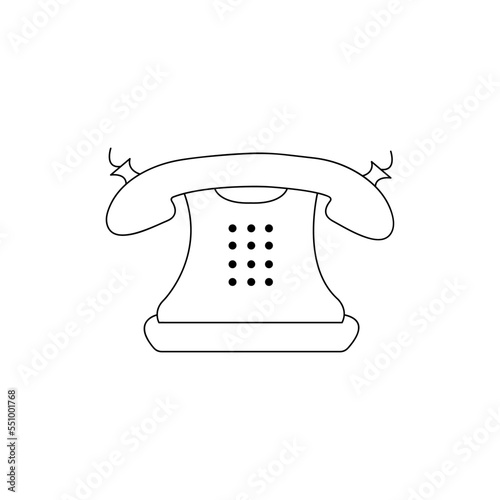 Telephone icon isolated on white background. Perfect for coloring book, textiles, icon, web, painting, books, t-shirt print.