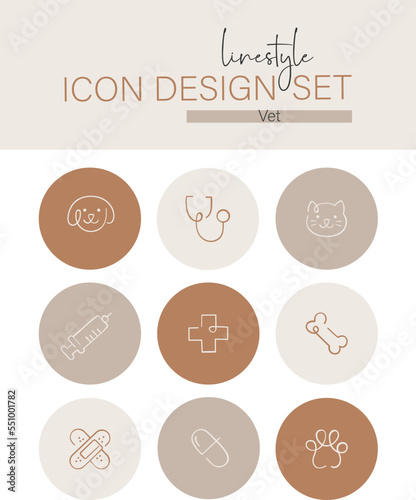 Linestyle Icon Design Set Vet