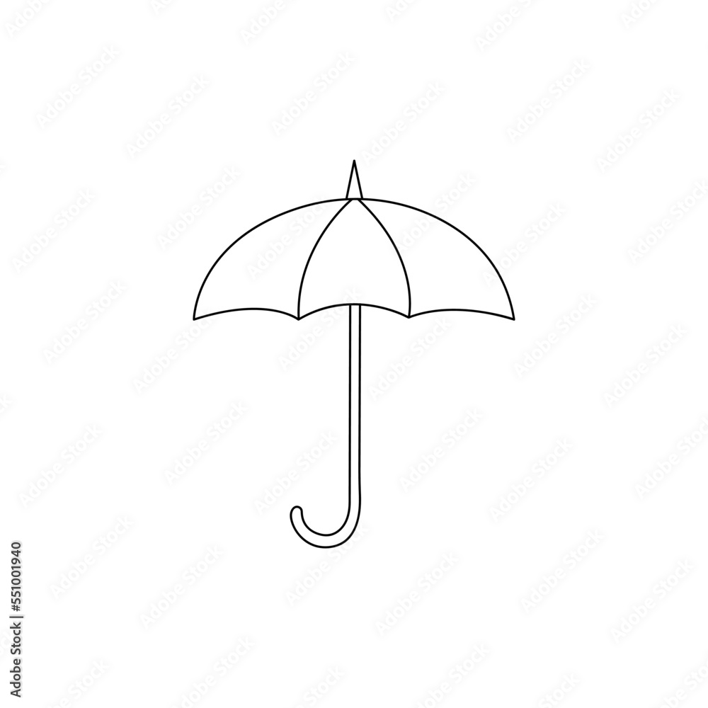 umbrella icon with handle isolated on white background in flat style. Umbrella for web, app. Open umbrella rain protection. Weather concept. vector illustration