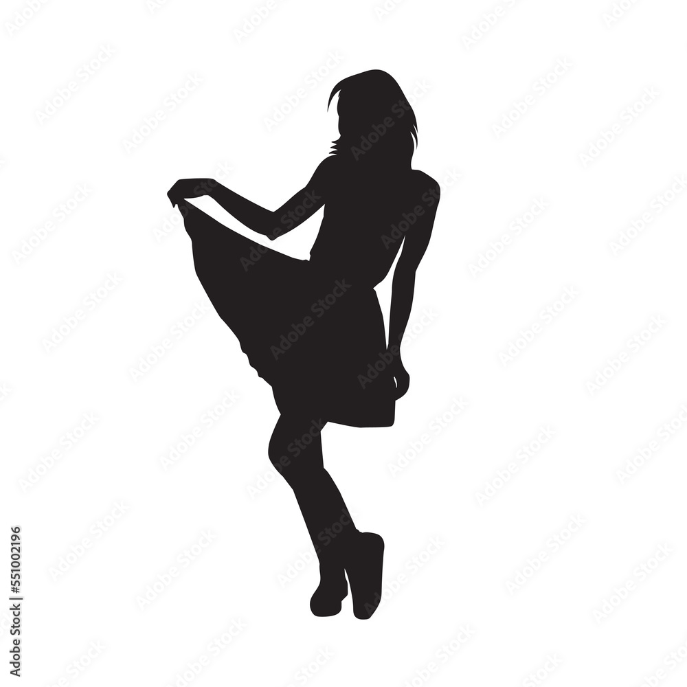 Silhouette of young slim woman standing pose. Isolated vector people. on white. Silhouette of young slim woman standing pose. Isolated vector people. on white.