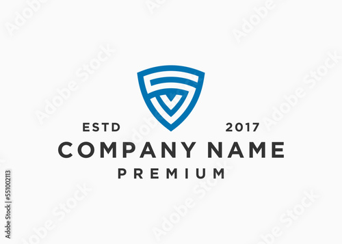 letter sv shield logo design vector illustration template