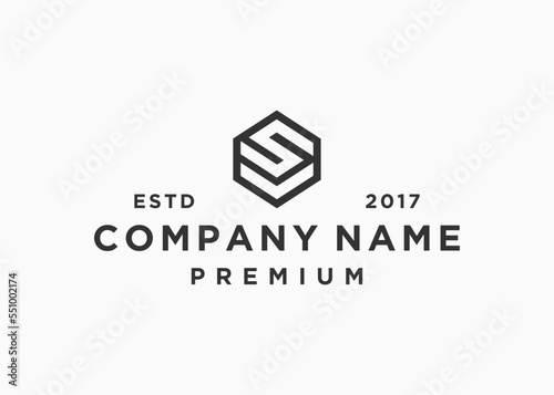 letter sv hexagon logo design vector illustration template