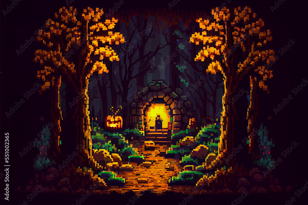 8 bit pixel art of a spooky cave 8 bit pixel art of a spooky cave