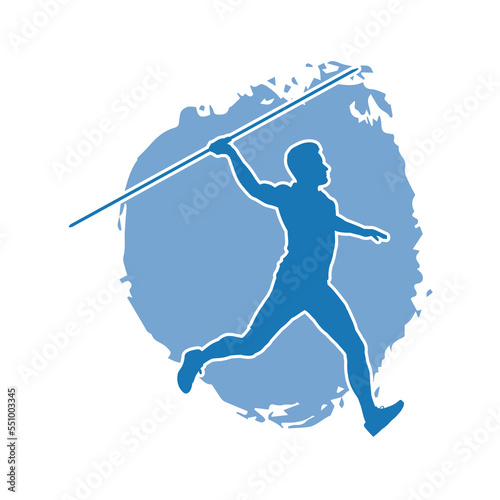 Javelin thrower athlete vector isolated silhouette.
