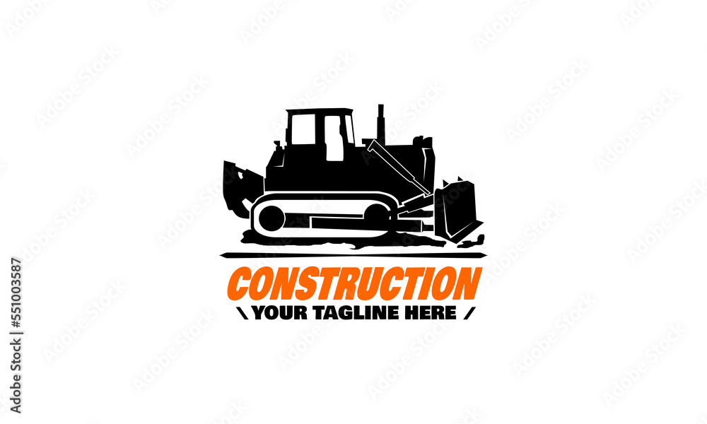Bulldozer logo template vector. Heavy equipment logo vector for construction company. Creative excavator illustration