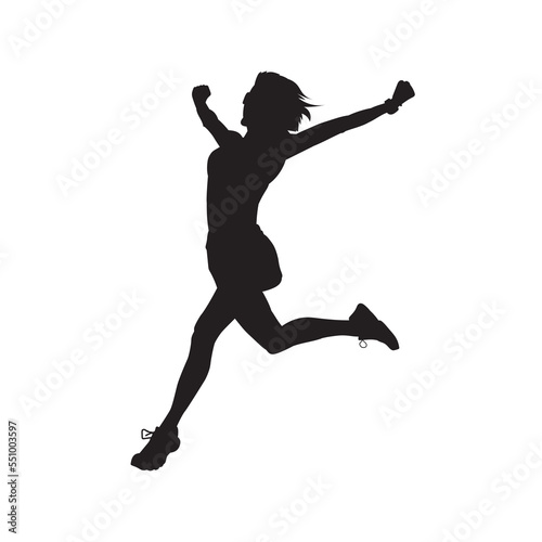 Running woman isolated vector silhouette.