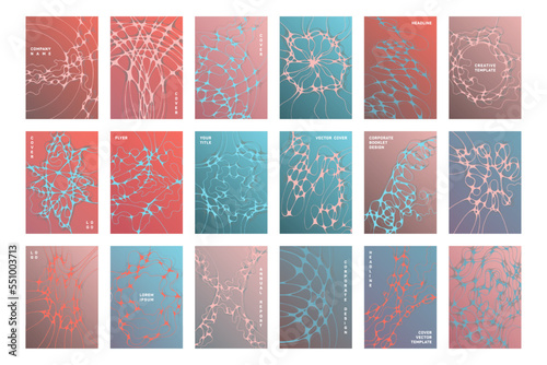 Biomedical brochure cover templates vector set.