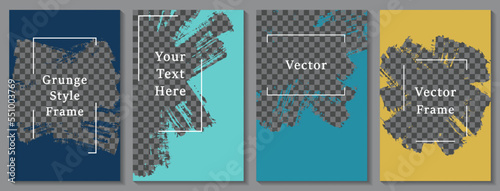 Brush stroke painted frame social media story post template set.