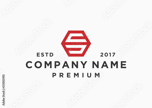 letter sc hexagon logo design vector illustration template