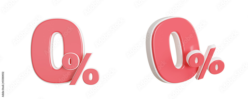 3d render 0 percent discount red and white numbers isolated transparent background 3d render 0 percent discount red and white numbers isolated transparent background