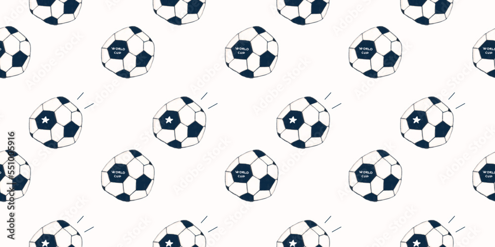 Cute hand drawn soccer ball seamless pattern great for wrapping paper, wallpaper, fabric print