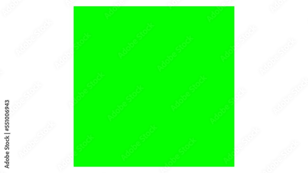 square shape for simple transition movement animation. designed with a green screen background for ease of use in the editing process