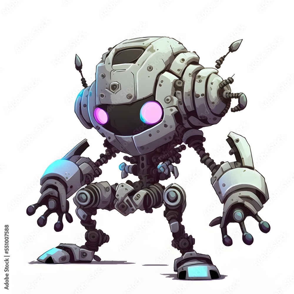 A 3D rendering of a friendly robotic character A 3D rendering of a friendly robotic character