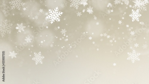 White snowflake with bokeh backgrounds on gold backgrounds in Christmas Holiday , illustration 