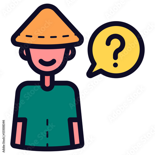 asian farming asking question icon
