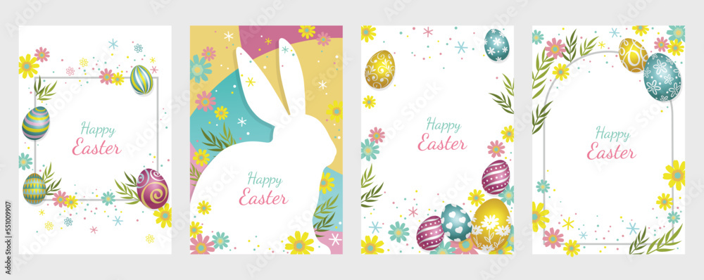 Easter Vector Greeting Card Set Isolated On A White Background. 