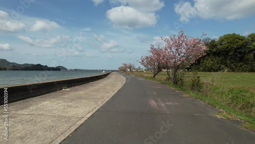 Wallpaper Mural 山陰海岸国立公園久美浜湾　堤防沿いをドローン低空飛行撮影 Torontodigital.ca