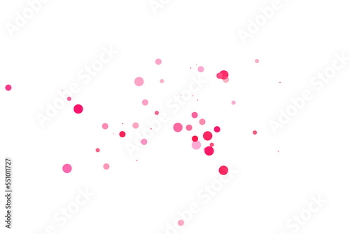 Polka dots confetti background. Birthday graphics. Pink magenta round elements scatter flying. Splash of polka dot elements. Banner, poster, flyer cool background.