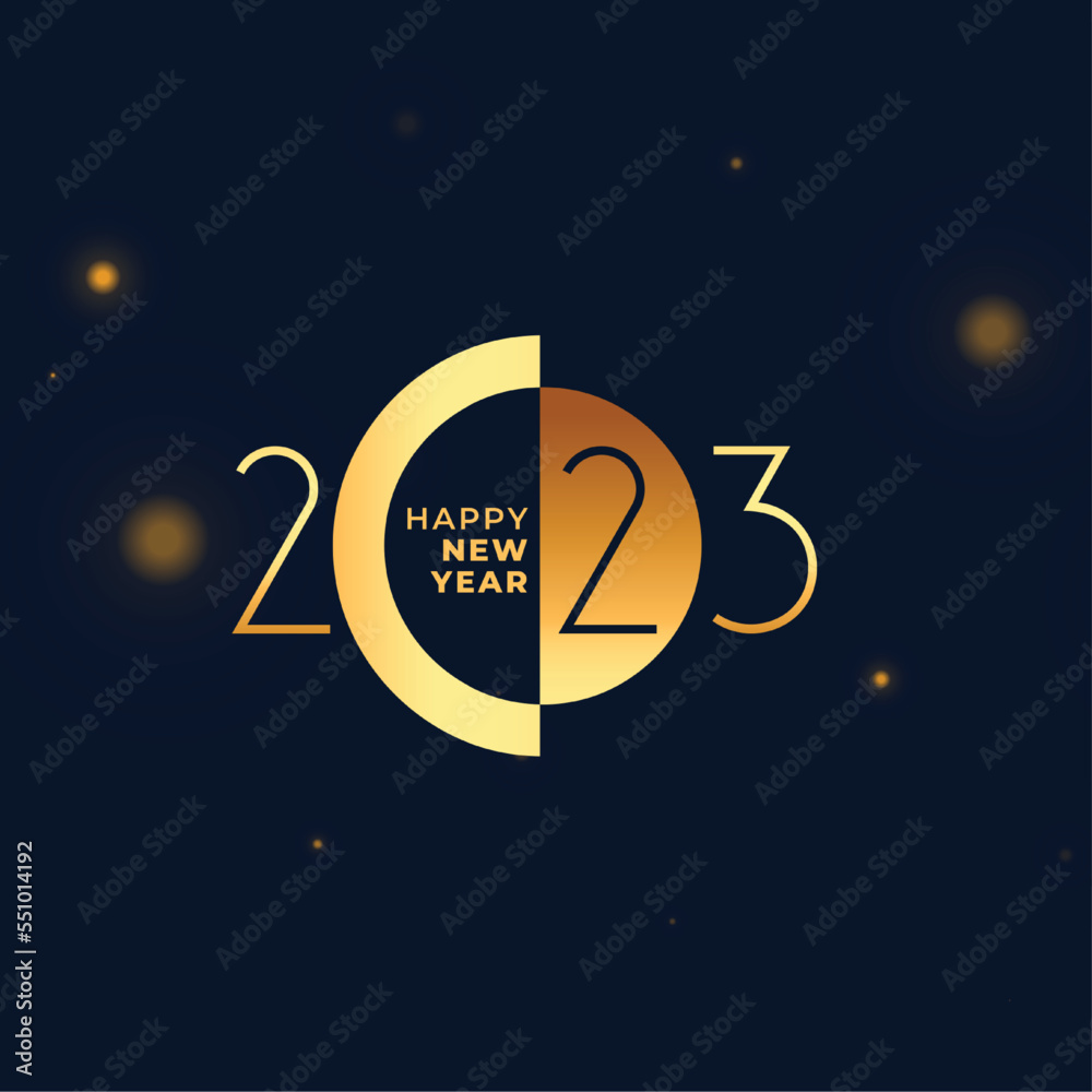 Fototapeta premium stylish 2023 new year occasion banner with golden bokeh design vector illustration