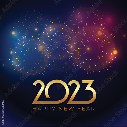 elegant new year 2023 background with glowing firework design vector illustration