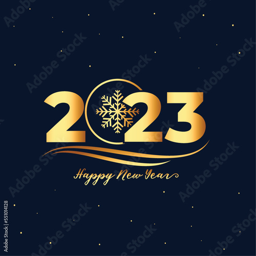 new year eve celebration banner with golden 2023 text and snowflake design vector illustration