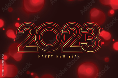shiny new year eve 2023 red background in line style