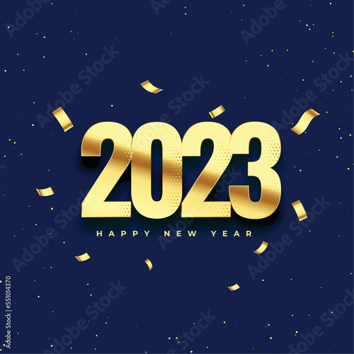 2023 text in golden for new year celebration banner