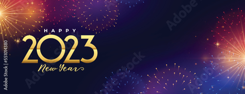happy new year 2023 grand celebration banner with firework bursting