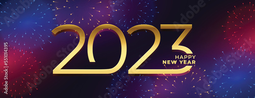 happy new year 2023 event banner with firework bursting concept