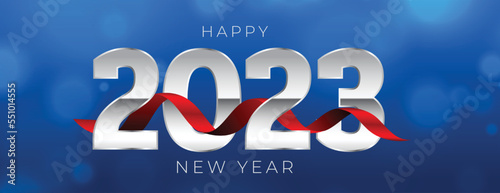 happy new year 2023 event banner in bokeh background