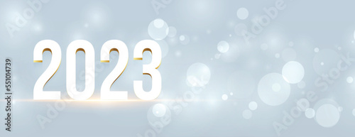 clean new year 2023 festival banner with bokeh effect