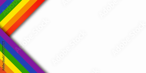 Abstract geometric red, orange, yellow, green, blue and purple ribbon lgbtq color isolated white background. Lgbt Pride History Month color background with copy space for text. Vector illustration