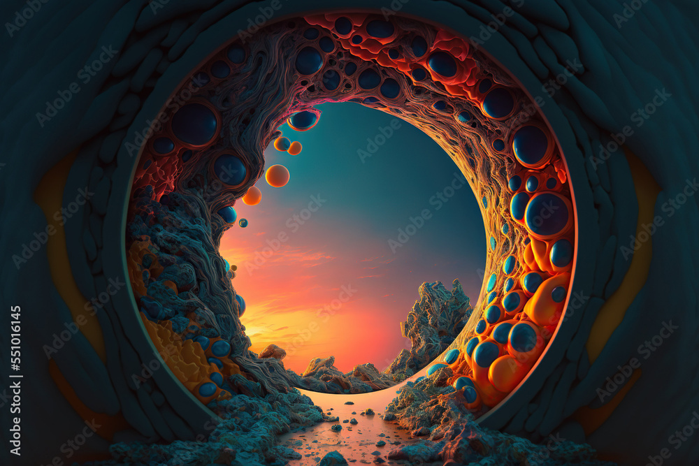 Abstract colorful psychedelic acid trip portal - obrazy, fototapety, plakaty 