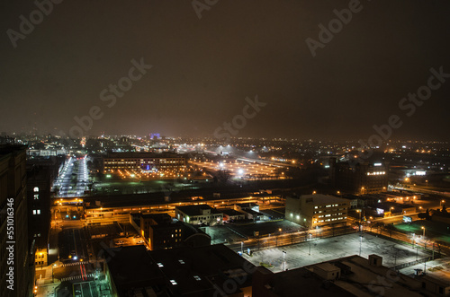 Wallpaper Mural View of Downtown Detroit from the Fisher Building at night on a cloudy day. Torontodigital.ca
