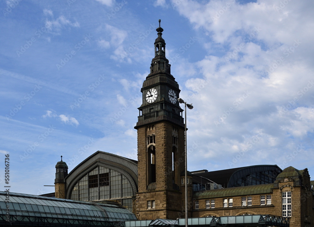 Historical Central Rail Way Station in the Hanse City Hamburg
