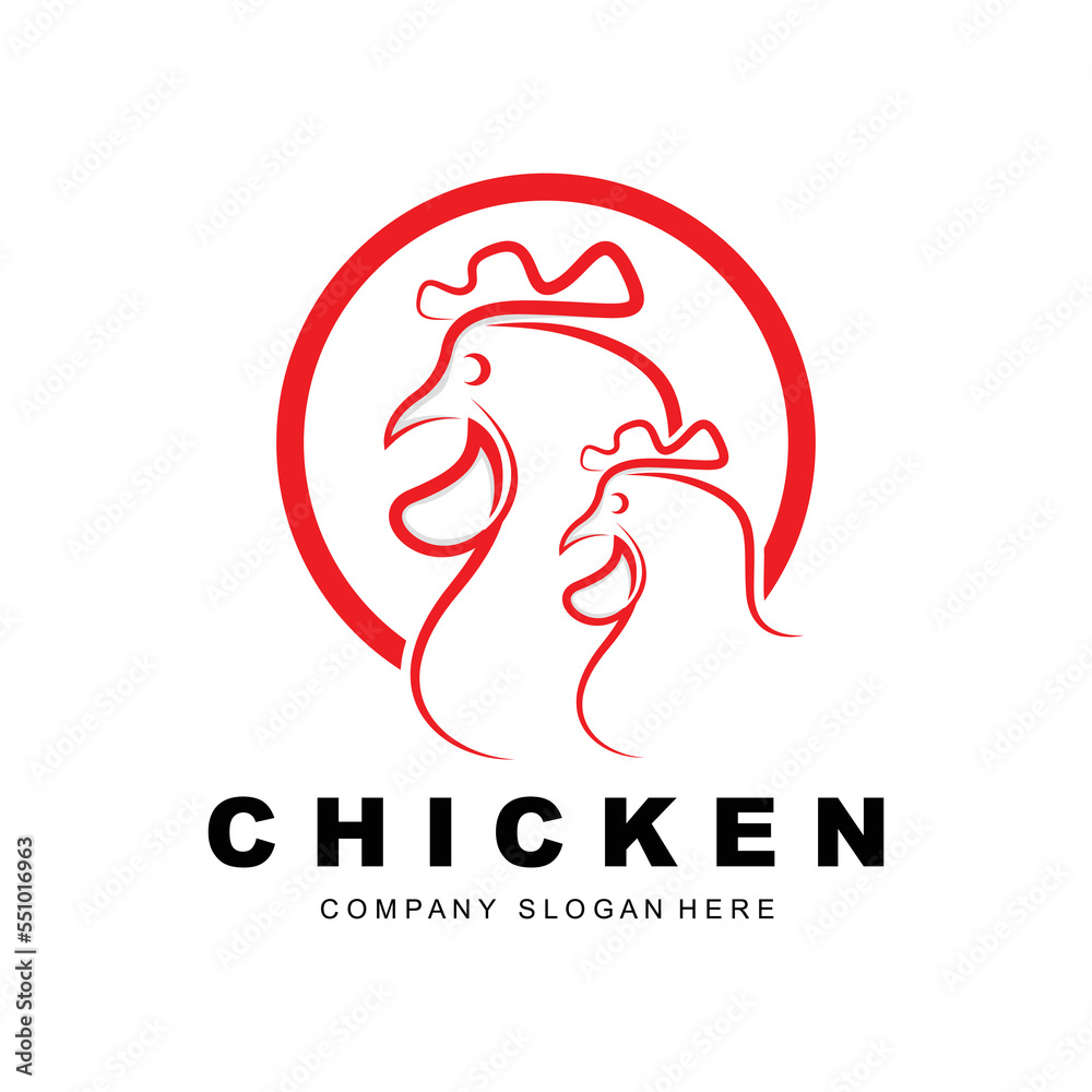 Chicken Logo, Farm Animal Vector, Design For Chicken Farm, Fried Chicken Restaurant, Cafe